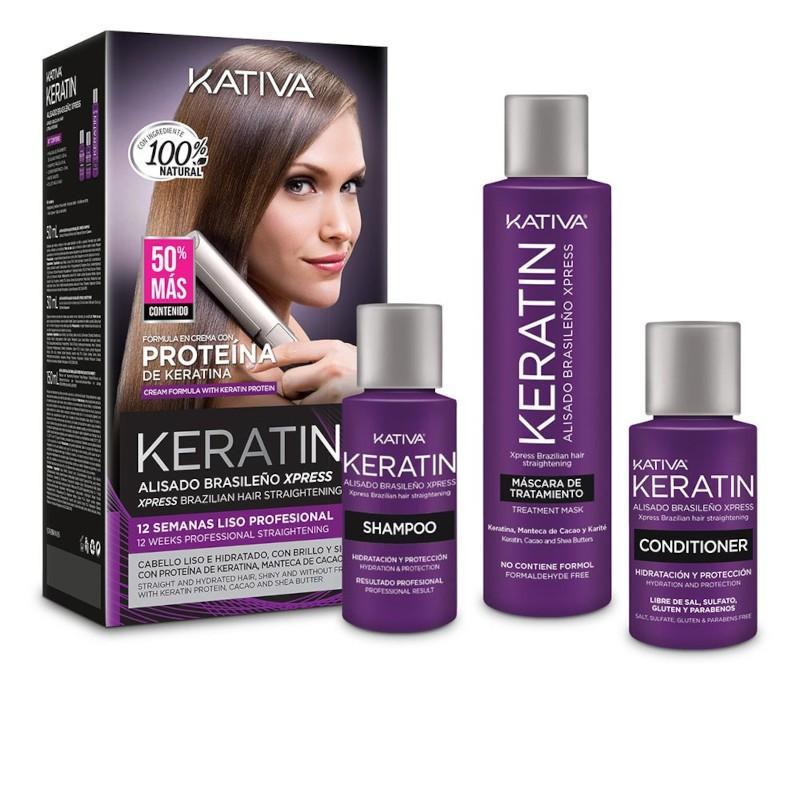 Kativa Keratin Liscio Brasiliano Xpress Con Piastra Kit 3PZ