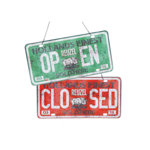 Targa vetrina open closed