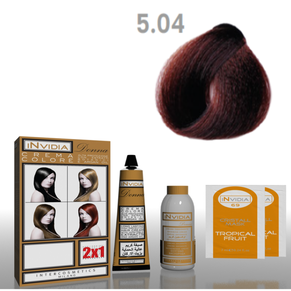 Invidia Shampoo Colorante Crema Colore Donna 100ML 5.04 Cioccolato