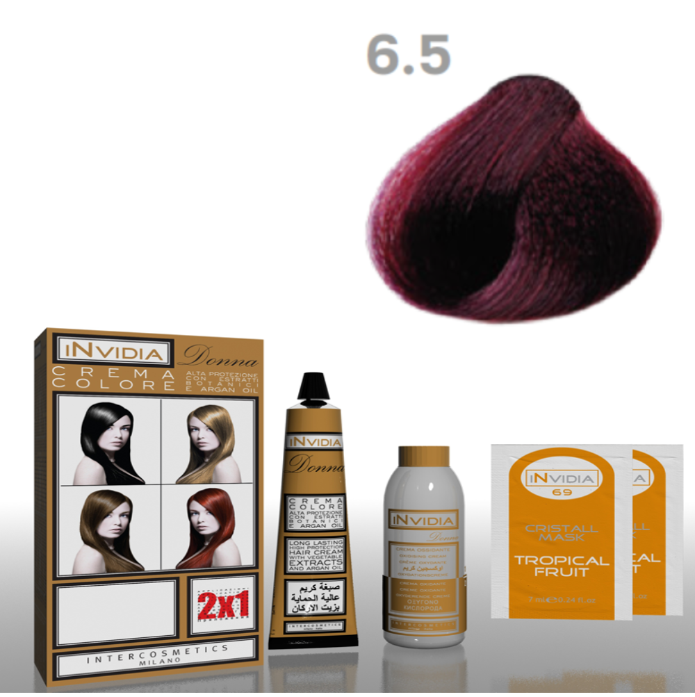 Invidia Shampoo Colorante Crema Colore Donna 100ML 6.5 Biondo Scuro Mogano