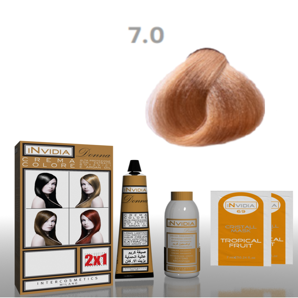 Invidia Shampoo Colorante Crema Colore Donna 100ML 7.0 Biondo