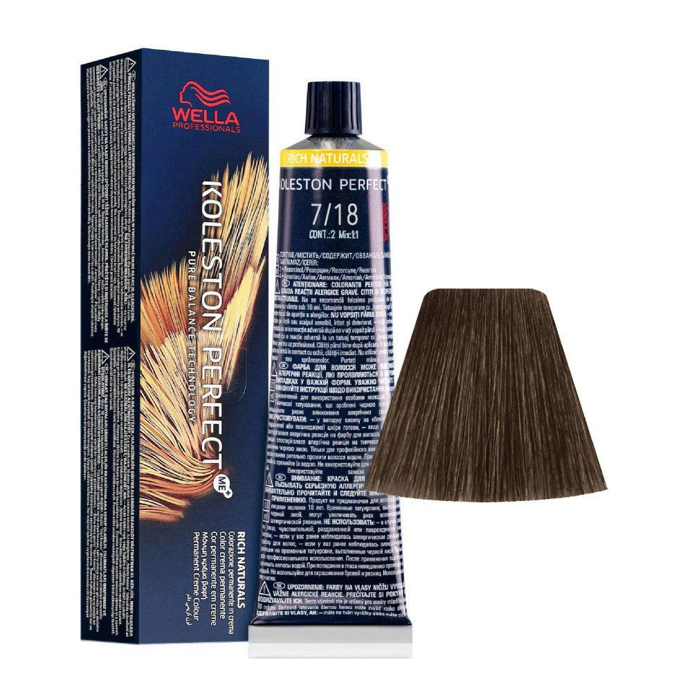 Wella Tinta Koleston Perfect Me 60ML 7/18 Biondo Medio Cenere Perla
