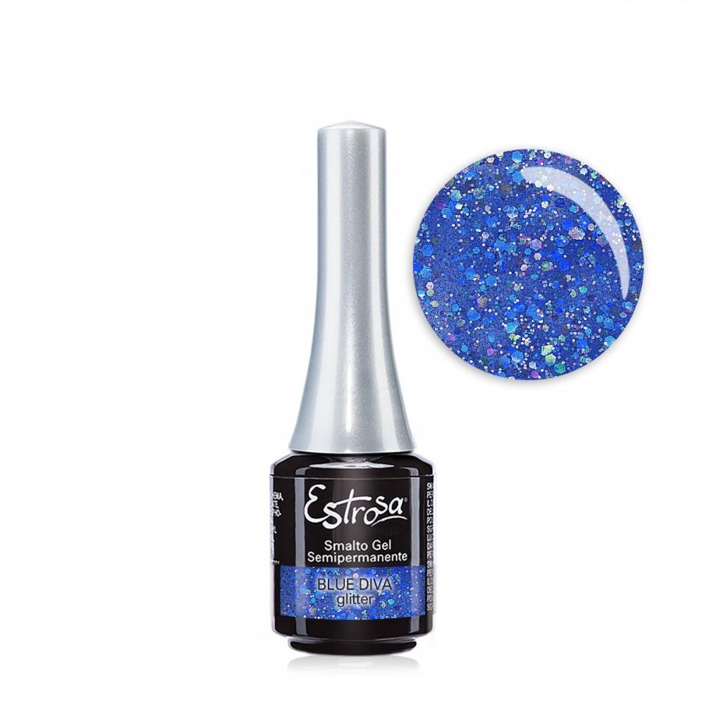 Estrosa Smalto Gel Semipermanente Mini 7ML Blue Diva Glitter