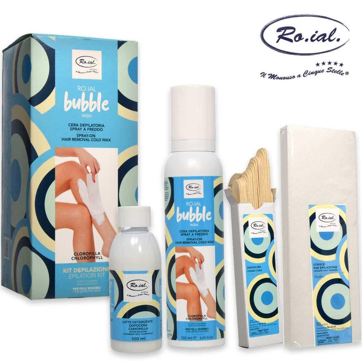 Roial Kit Epilazione Bubble Wax Celeste Clorofilla
