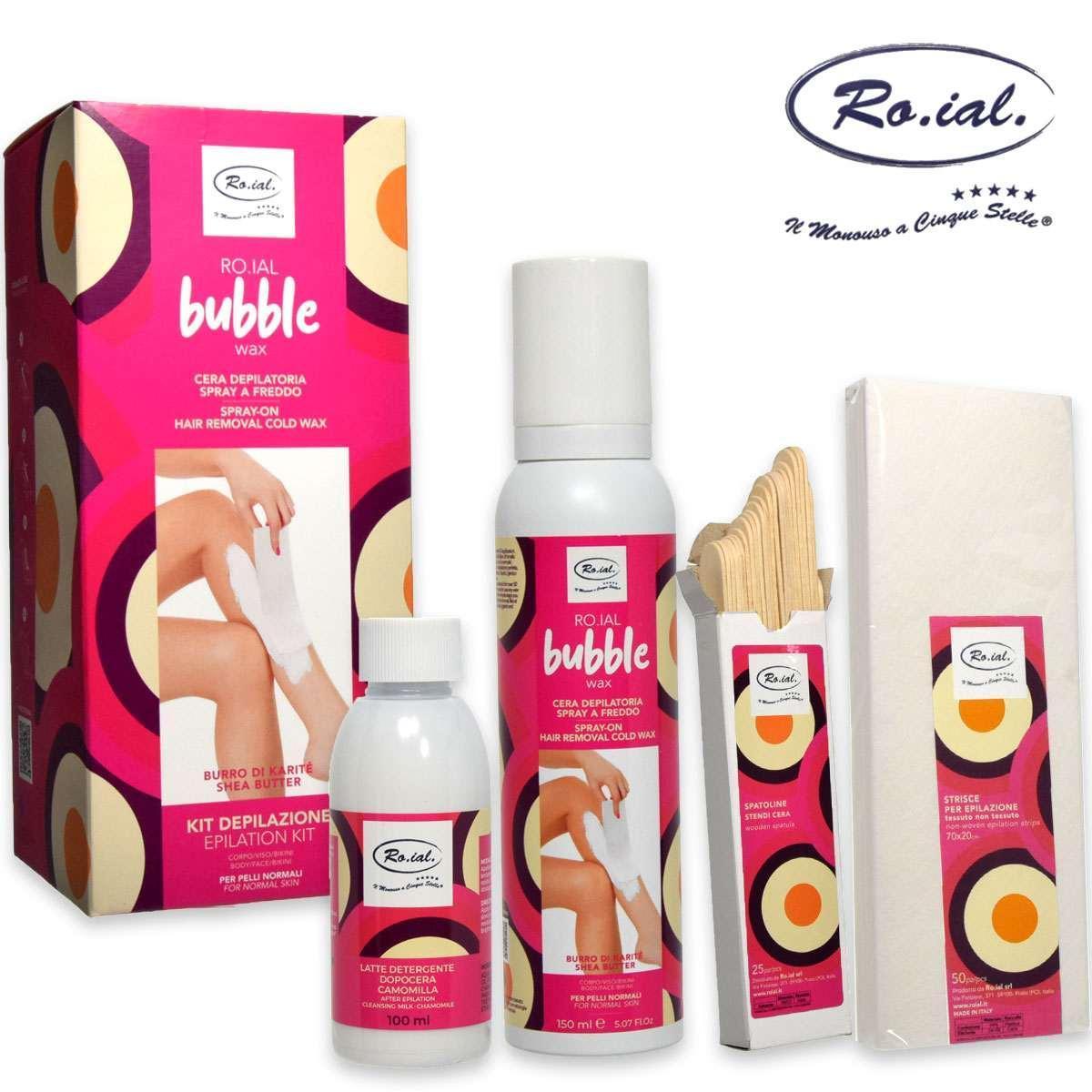 Roial Kit Epilazione Bubble Wax Rosa Burro Karitu00e8