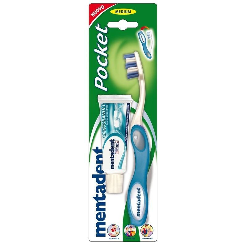 Mentadent Spazzolino Pocket Kit + Dentifricio 16ml