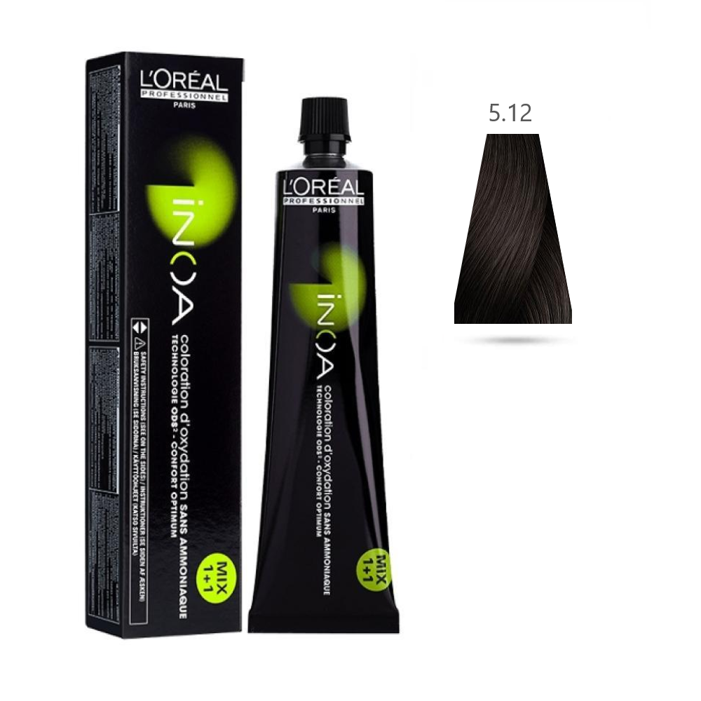 L'Oru00e9al Tinta Inoa Senza Ammoniaca 60ML 5.12 Marrone Chiaro Cenere Iridescente