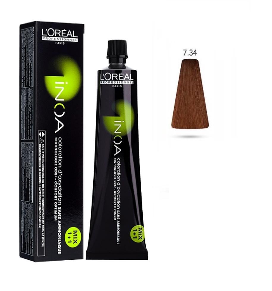 L'Oru00e9al Tinta Inoa Senza Ammoniaca 60ML 7.34 Biondo Dorato Ramato