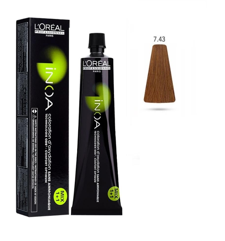 L'Oru00e9al Tinta Inoa Senza Ammoniaca 60ML 7.34 Biondo Dorato Ramato