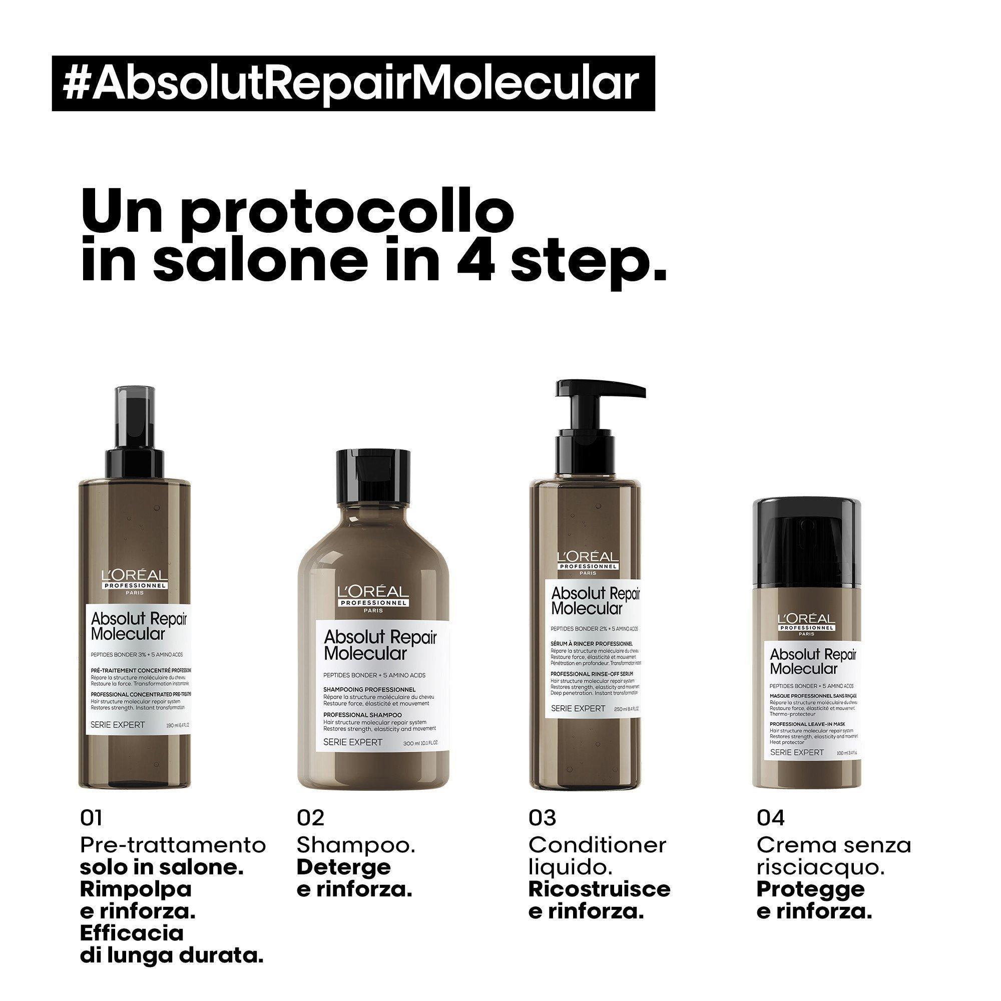 L'Oru00e9al Shampoo Ristrutturante Absolut Repair Molecular Serie Expert 500ML