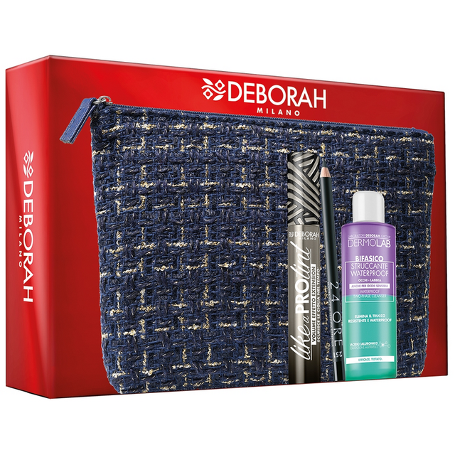 Deborah Pochette Blu Foderata Mascara + Matita + Struccante