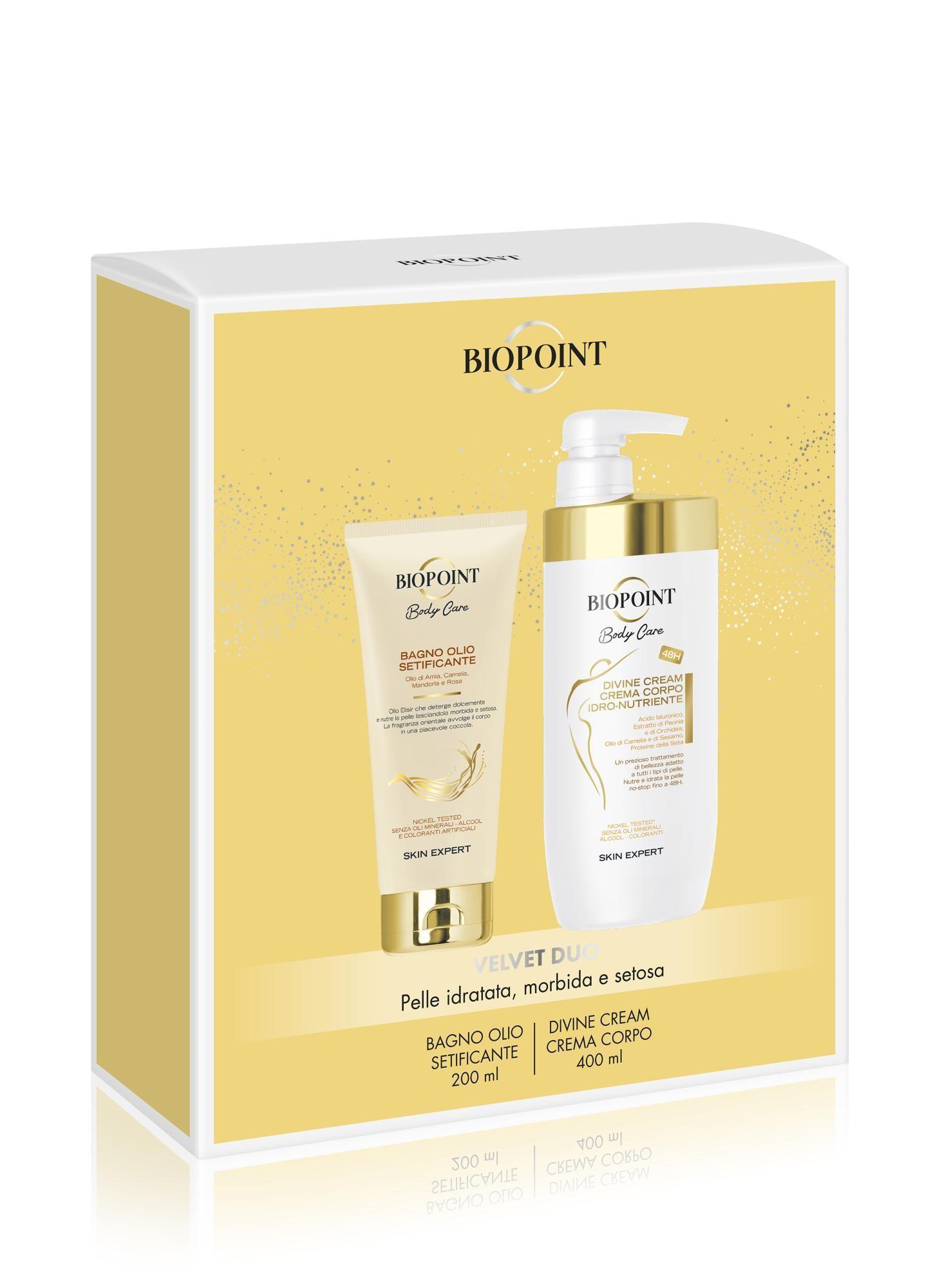 Biopoint Body Care Cofanetto Cream Divine 400 ML + Bagno Olio Setificante 200 ML