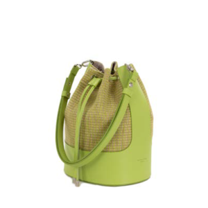 Secchiello piccolo in pelle e yuta eva d24043 verde