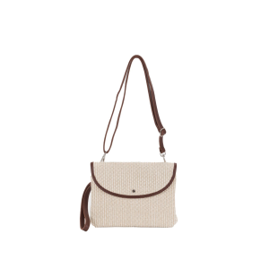 Tracolla in pelle e paglia alma p24033 marrone