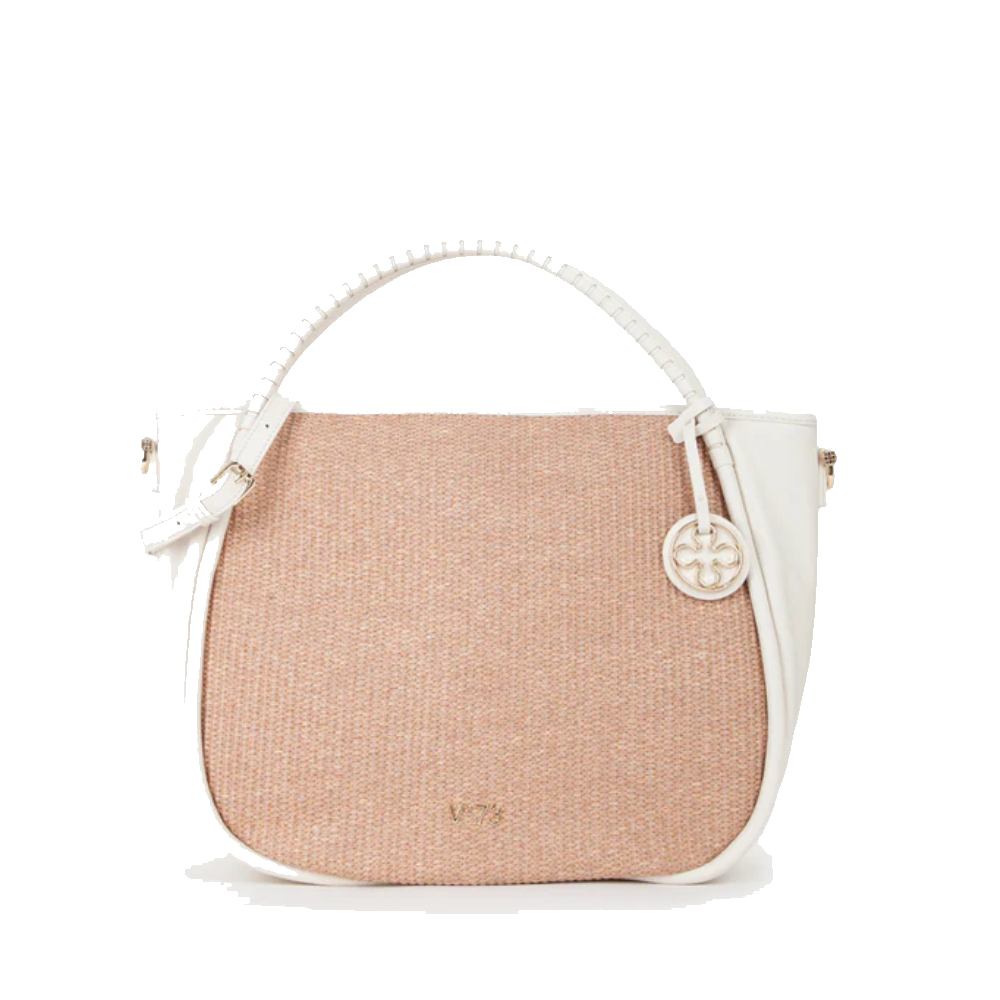 vâ°73 vâ°73 borsa sintetica donna nat/offwhite 73bs90002 - foto 1 Borsa sintetica donna tonalità naturale e dettagli bianco sporco