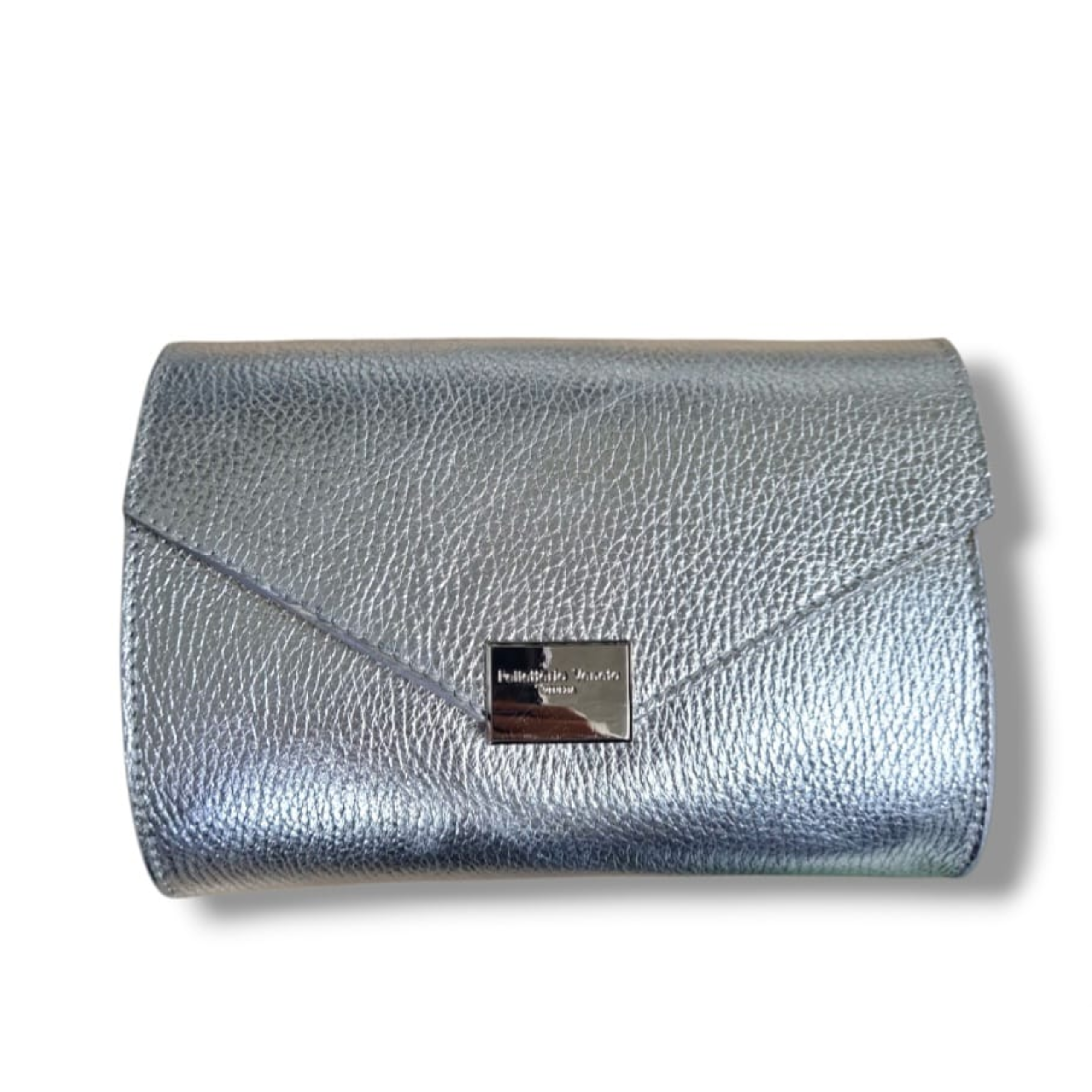 pelletteria veneta pelletteria veneta clutch in pelle martellata laminata linea shimmer argento v25501-arge - foto 1