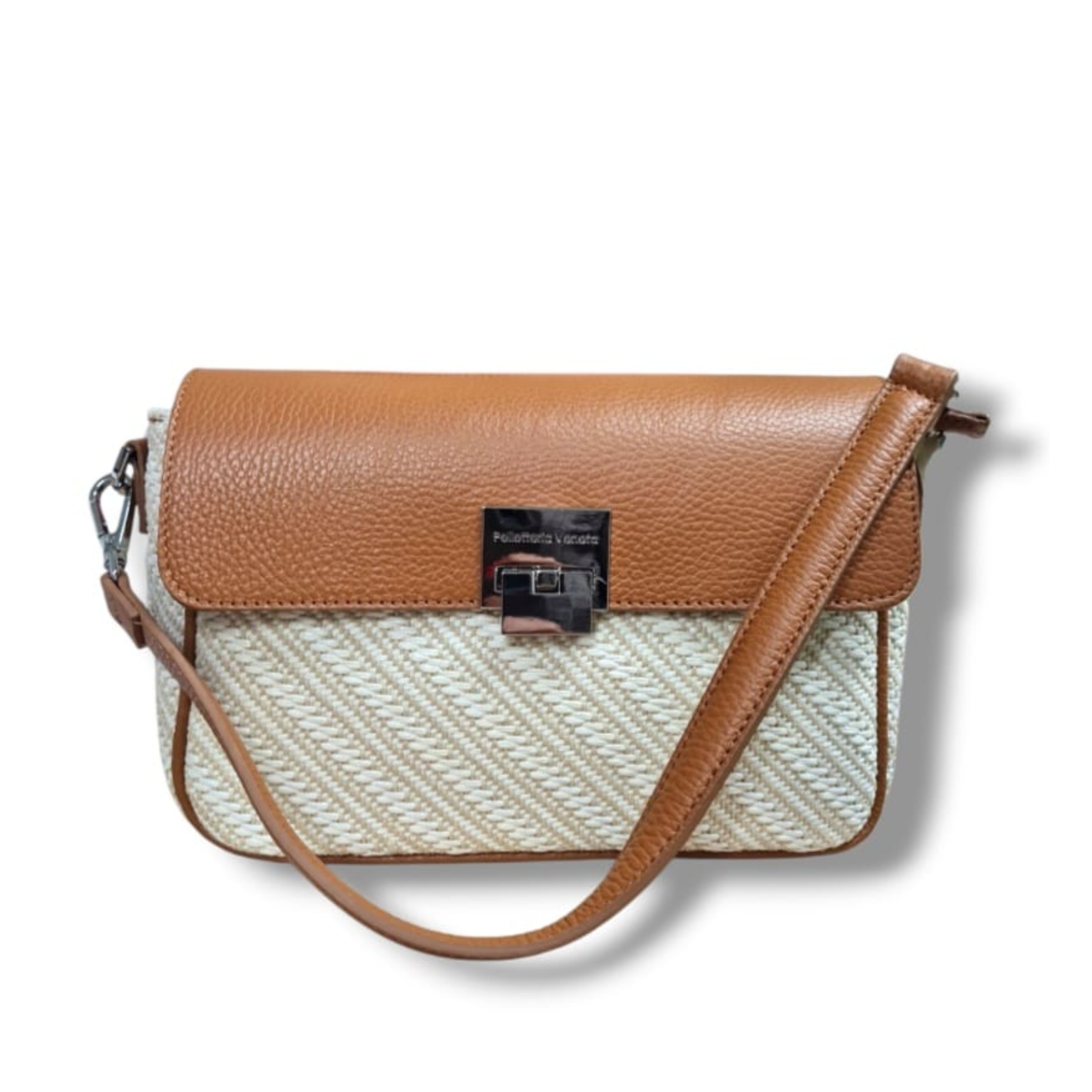 pelletteria veneta pelletteria veneta clutch in paglia e pelle dollaro linea caorle cuoio p25072-cuoio - foto 1