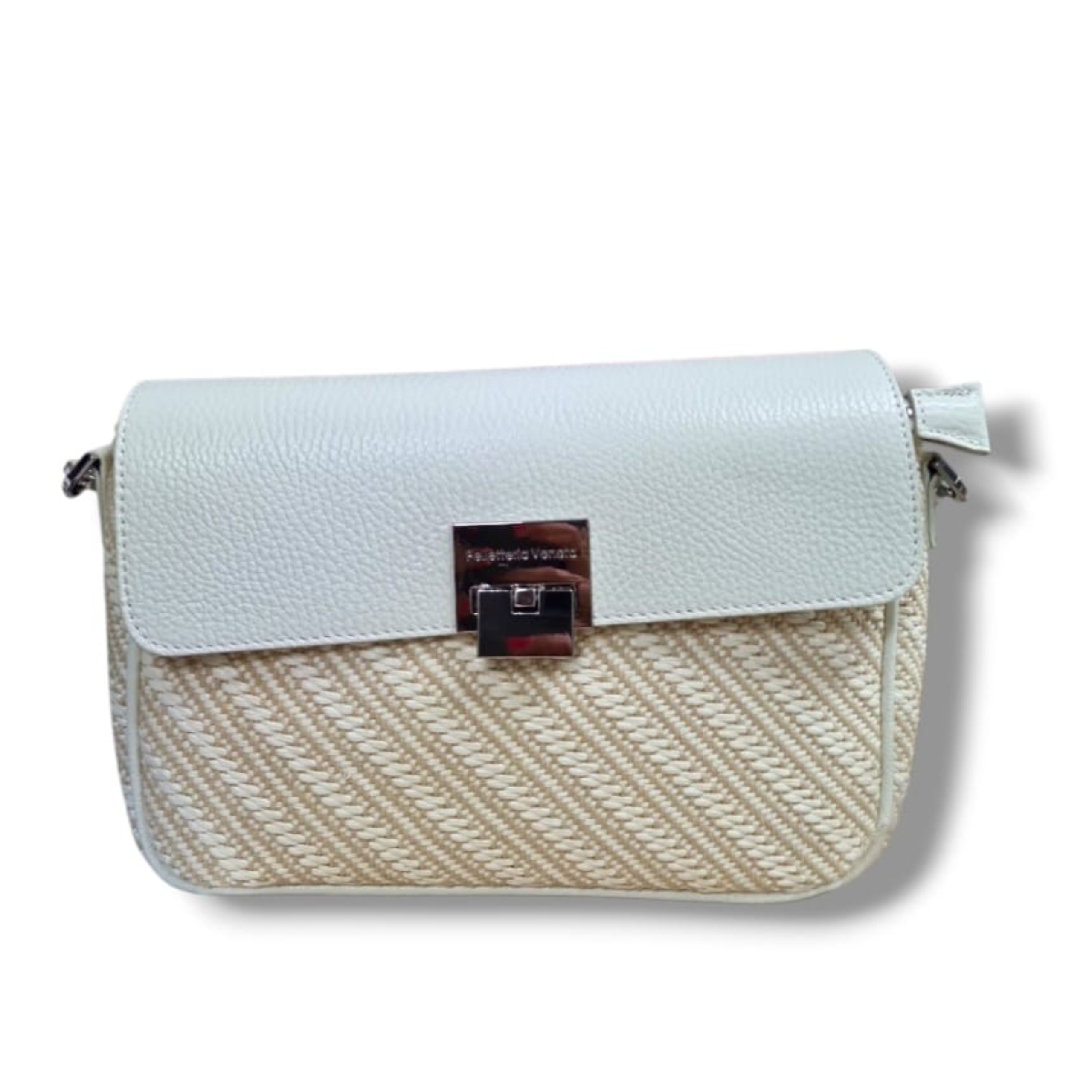 pelletteria veneta pelletteria veneta clutch in paglia e pelle dollaro linea caorle bianco p25072-bianco - foto 1