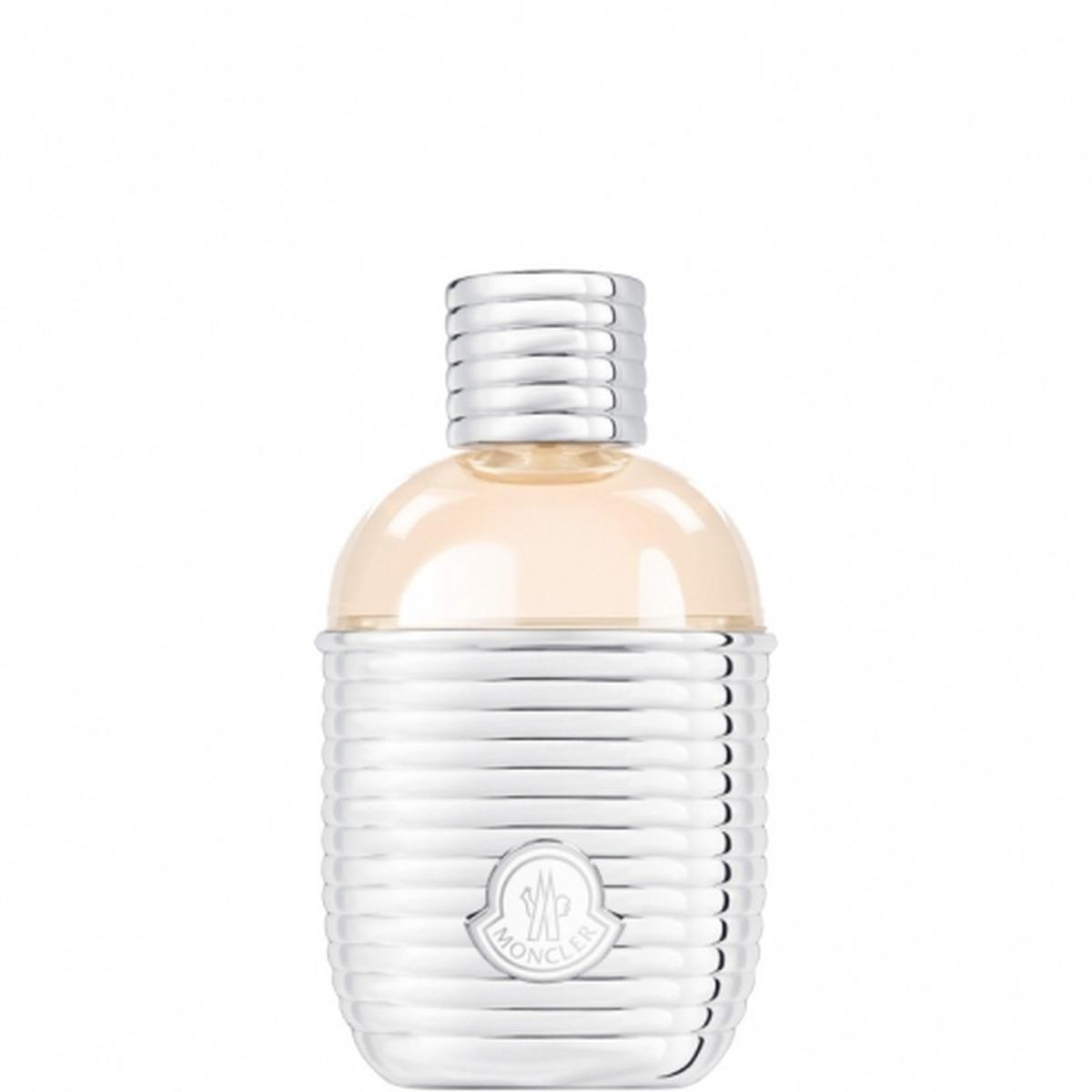 moncler e.d.p.moncler donna ml100 - foto 1 Bottiglia profumo Moncler E.D.P. donna 100 ml, vetro trasparente con banda metallica e tappo rigato