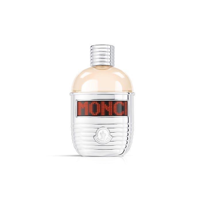 moncler e.d.p.moncler donna 150ml - foto 1 Profumo Moncler E.D.P. donna 150ml, bottiglia con tappo trasparente ed etichetta rossa