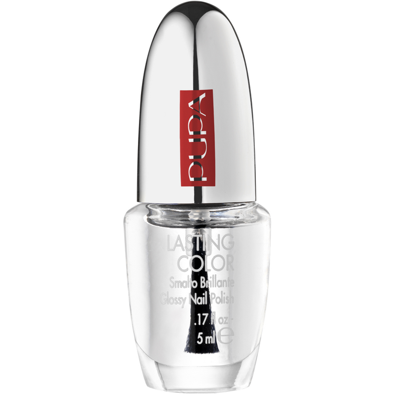 PUPA Lasting Color N.100 rosso - flacone con pennellino su sfondo bianco