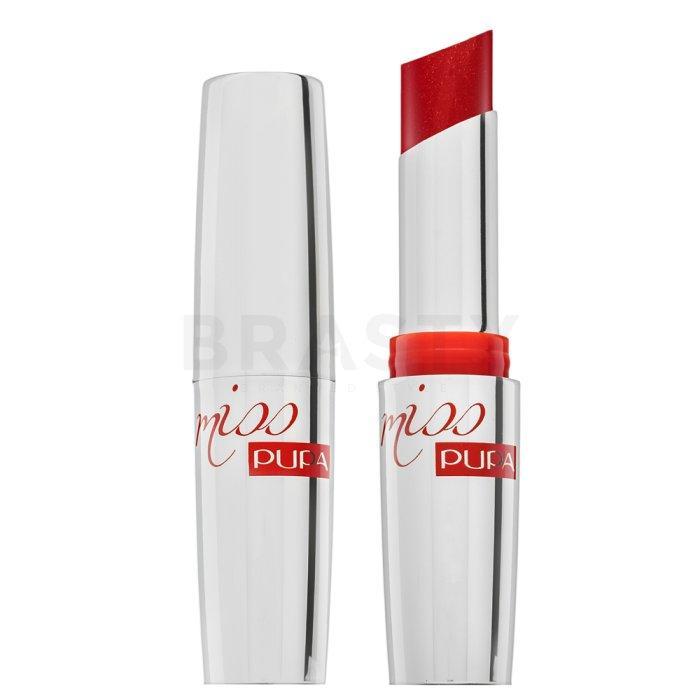 pupa pupa rossetto miss pupa n.100 - foto 1 Rossetto Miss Pupa numero 100 rosso scuro, tubo bianco, logo Pupa rosso - vista chiusa e aperta