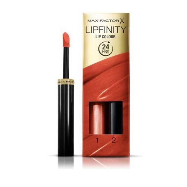 Rossetto MAX FACTOR Lip Finity N.130 aperto accanto alla confezione