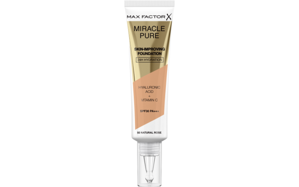max factor m.factor f.tinta miracle pure 50 - foto 1 Tubetto fondotinta MAX FACTOR Miracle Pure 50 - vista frontale con packaging
