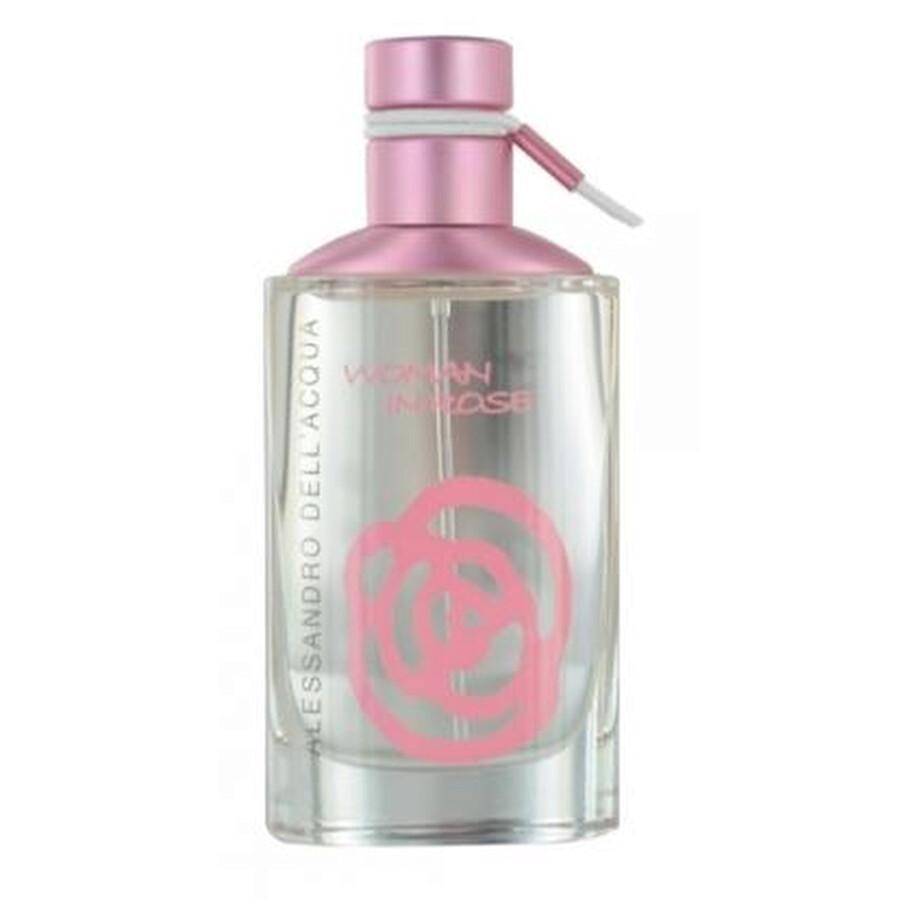 Flacone trasparente da 50ml con tappo e etichetta rosa, rose incise sul vetro