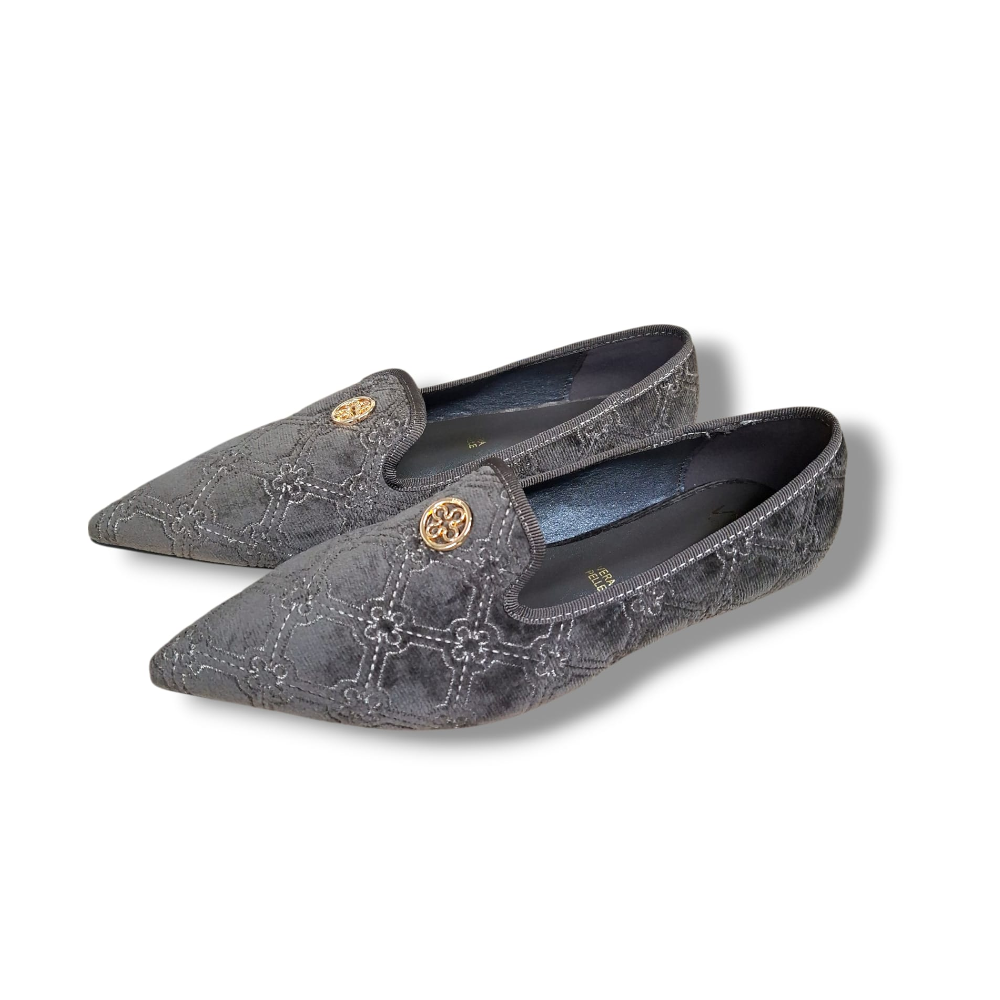 Scarpe donna Iris Winter taupe, vista dall'alto con decorazioni dorate sulla tomaia