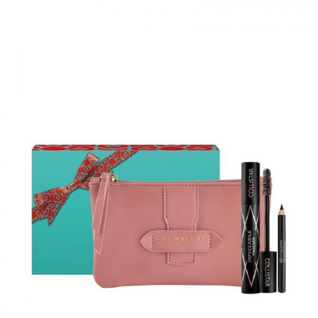 Collistar confezione regalo mascara con borsa rosa e prodotti cosmetici makeup