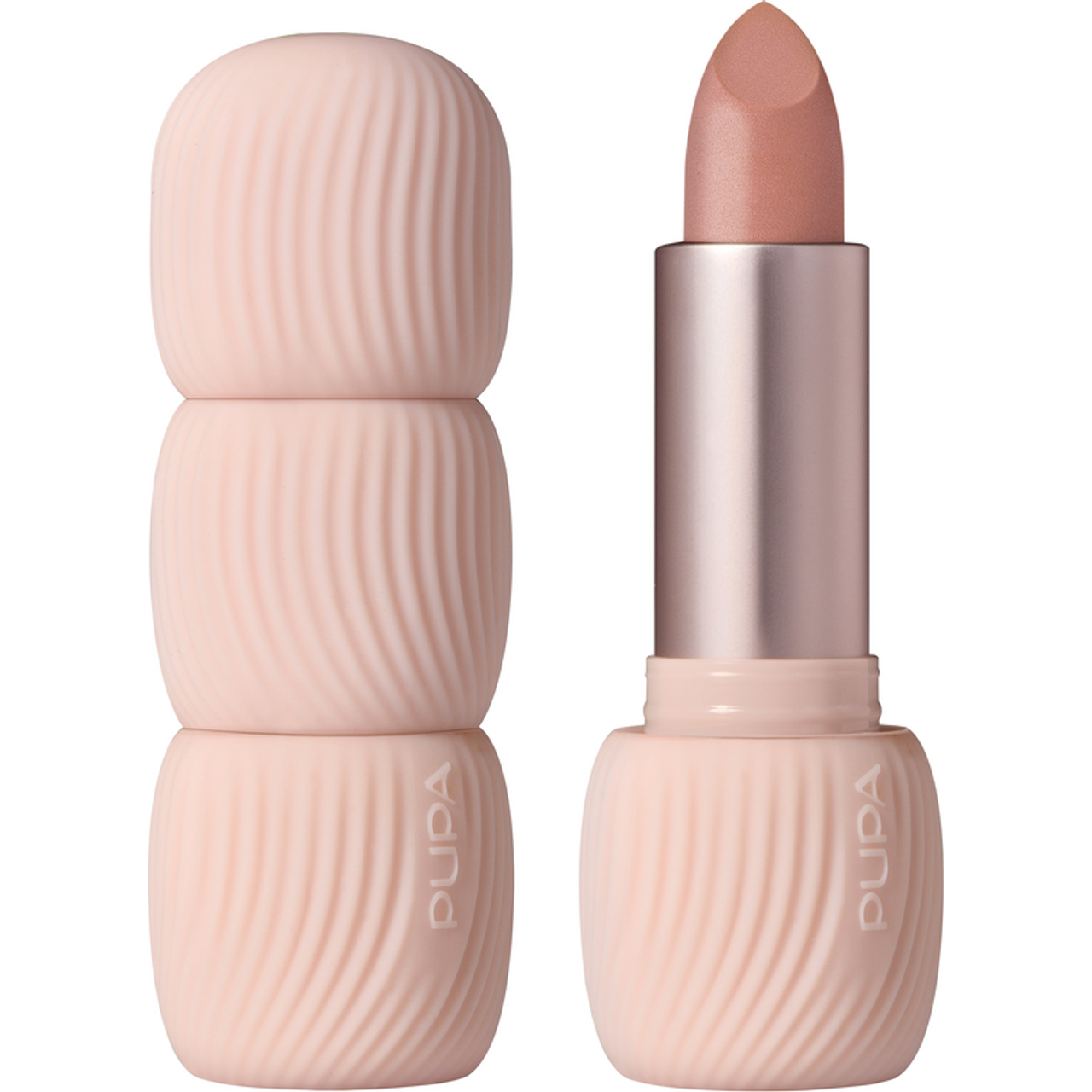 Rossetto My Crush n.011 Pupa con confezione a righe verticali e prodotto aperto