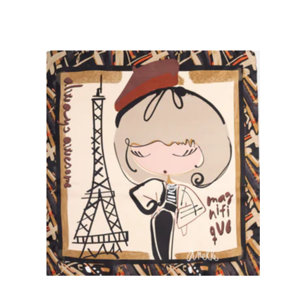 anekke anekke foulard quadrado 70x70cm nude 41480-313 - foto 1 Foulard quadrato con figura femminile e Torre Eiffel